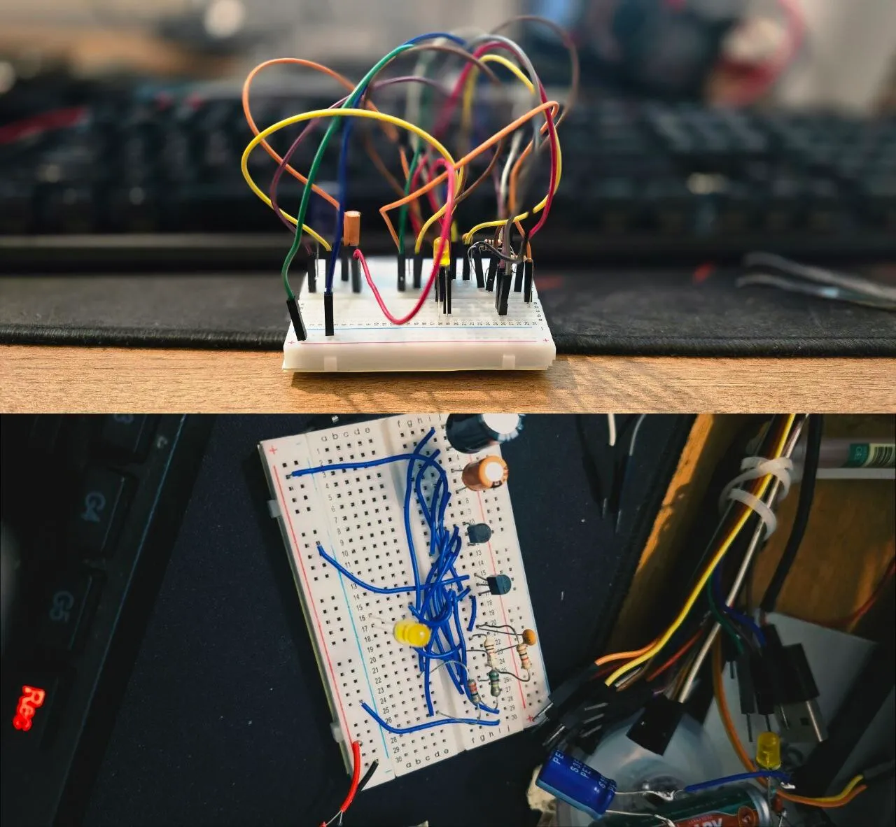 switched from jumper wires to hook up wires