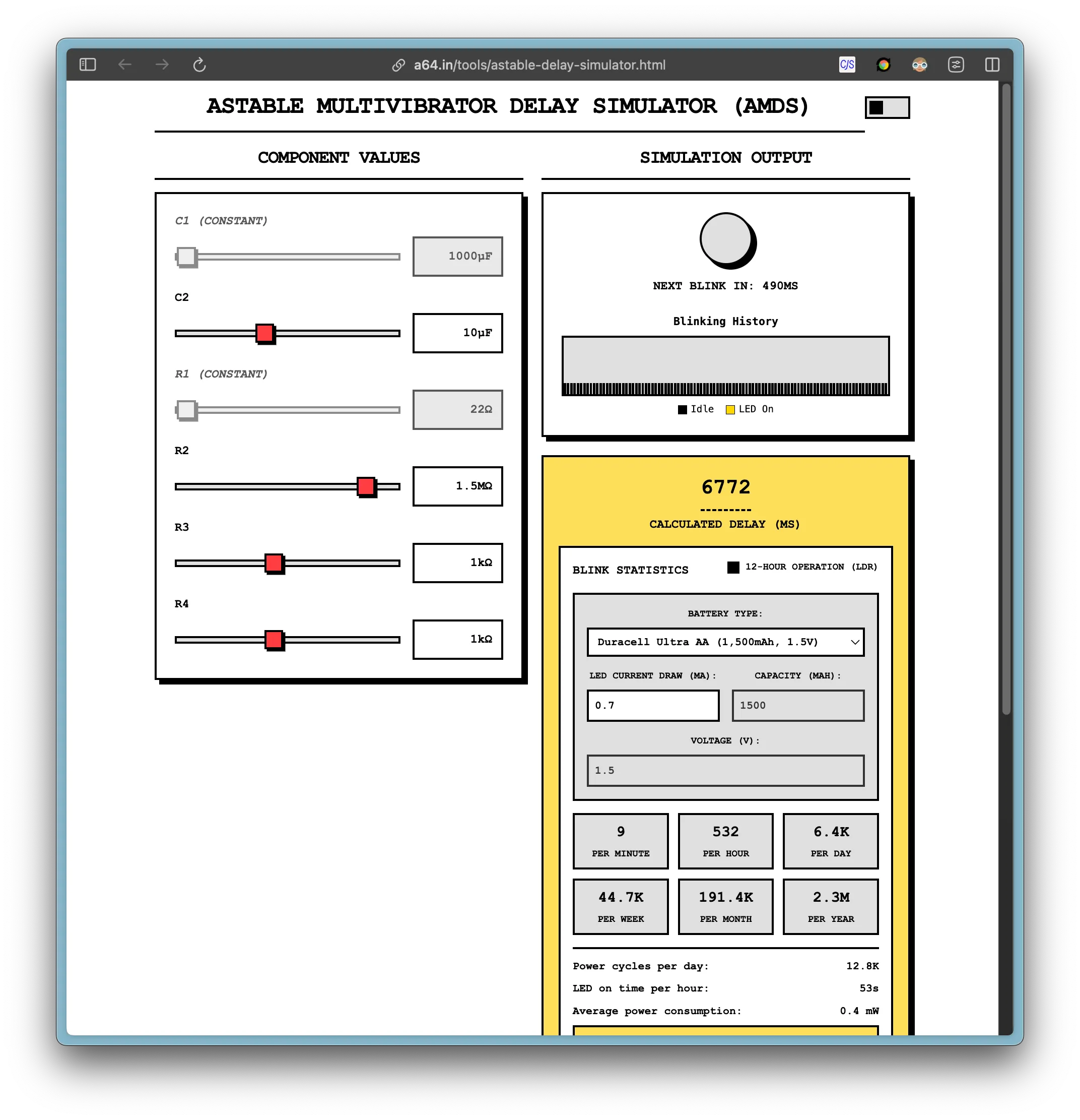 astable simulator